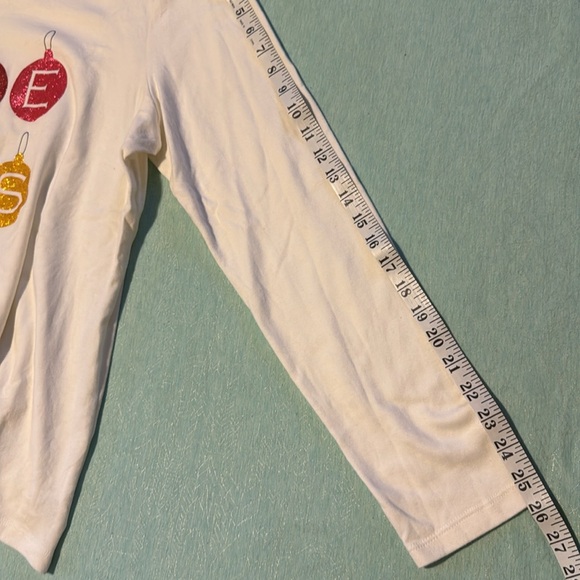 Kim Rogers Perfectly Soft Long Sleeve IVORY CREW Christmas CHEERS Shirt Size XL - Picture 8 of 14